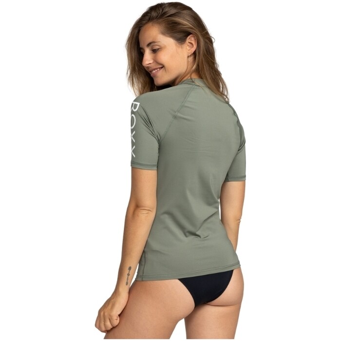 2024 Roxy Womens Wholehearted Short Sleeve Rash Vest ERJWR03548 - Agave Green